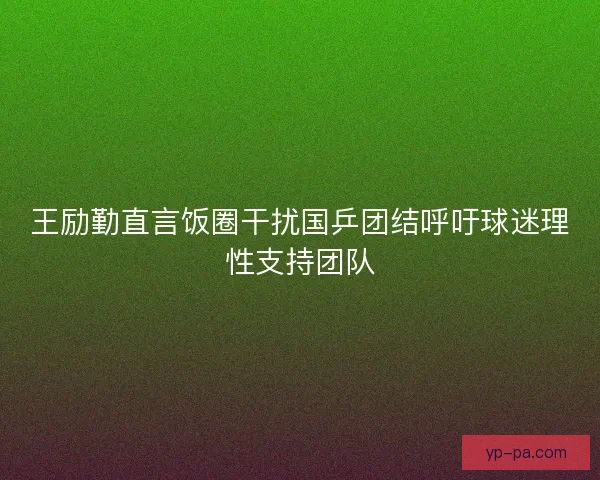 王励勤直言饭圈干扰国乒团结呼吁球迷理性支持团队 王励勤直言饭圈干扰国乒团结呼吁球迷理性支持团队